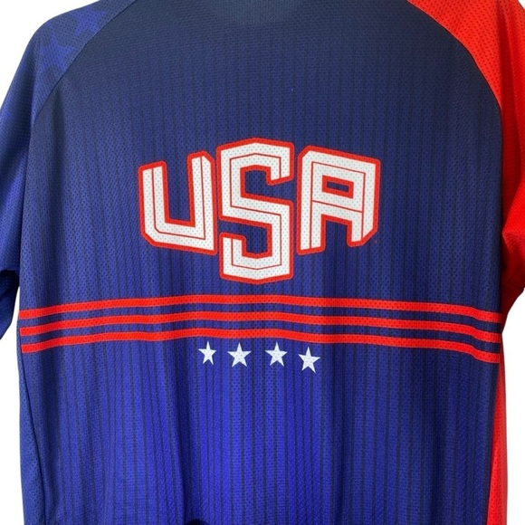 VOLER Men's size M/L USA Cycling Jersey Full zip short sleeves - Red and Blue - Picture 7 of 8
